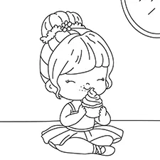 Ballerina Eating A Cupcake Coloring Page