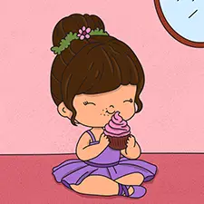 Ballerina Eating A Cupcake Coloring Page