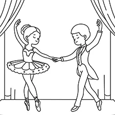 Ballerina With A Partner On Stage Coloring Page