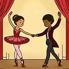 Ballerina With A Partner On Stage Coloring Page