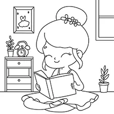 Ballerina Reading A Book Coloring Page