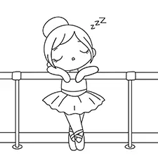 Ballerina Sleeping On The Barre Coloring Page