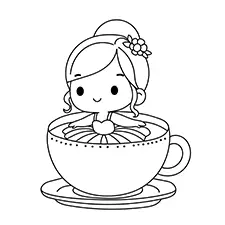 Ballerina In A Teacup Coloring Page