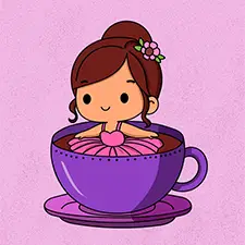 Ballerina In A Teacup Coloring Page