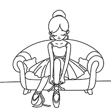 Ballerina Tying Her Pointe Shoes Coloring Page