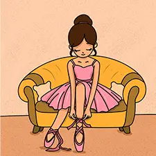 Ballerina Tying Her Pointe Shoes Coloring Page