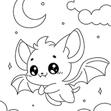 Bat Flying In The Moonlight Coloring Page