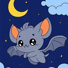 Bat Flying In The Moonlight Coloring Page