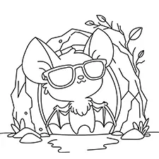 Bat With Sunglasses Coloring Page