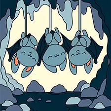 Bats Sleeping In A Cave Coloring Page