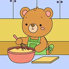 Bear Baking In The Kitchen Coloring Page