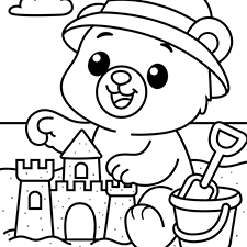 Bear At The Beach Coloring Page