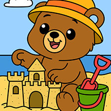 Bear At The Beach Printable