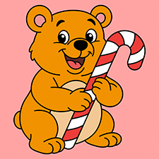 Bear With Candy Cane Printable
