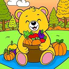 Bear With A Cornucopia Coloring Page