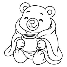 Bear Drinking Hot Choco Coloring Page