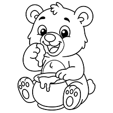 Bear Eating Honey Coloring Page