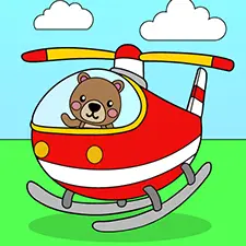 Bear Helicopter Pilot Coloring Page