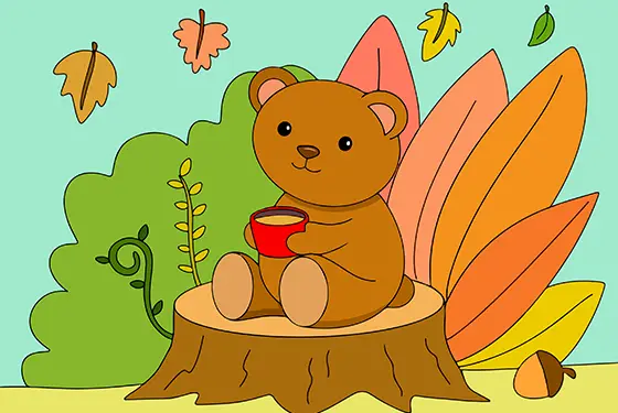 Bear With A Hot Chocolate Coloring Page