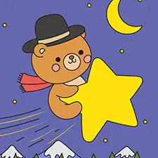 Bear Riding A Shooting Star Coloring Page