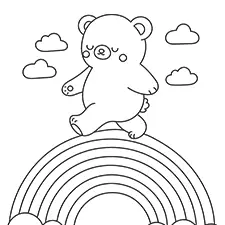 Bear Walking On A Rainbow Coloring Page