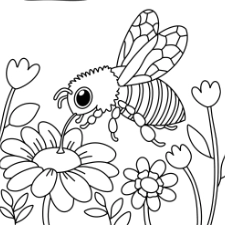 Bee Drinking Nectar Coloring Page