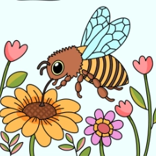 Bee Drinking Nectar Coloring Page