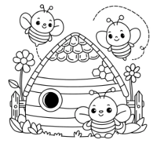 Bee House Coloring Page