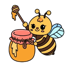 Bee With Honey Coloring Page