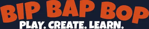 Bip Bap Bop Orange Logo. Play. Create. Learn.