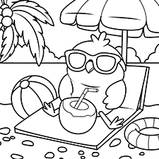 A Bird's Vacation Coloring Page Black & White