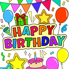 Birthday Balloons & Confetti Coloring Page