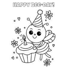 Birthday Bee Coloring Page