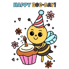 Birthday Bee Coloring Page