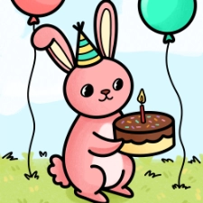 Birthday Bunny Coloring Page