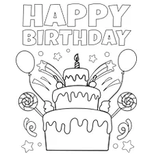 Birthday Cake Tower Printable Black & White