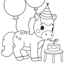 Birthday Horse Coloring Page