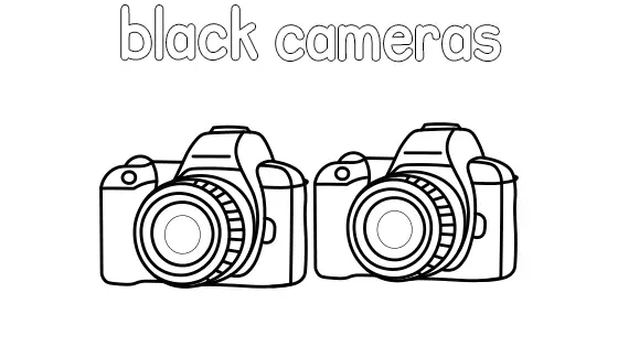 Black Cameras Coloring Page