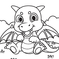 Blue Baby Dragon Coloring Page