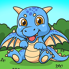 Blue Baby Dragon Printable