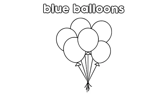 Blue Balloons Coloring Page Black & White