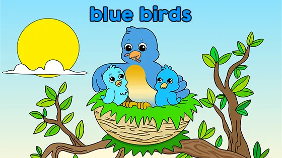 Blue Birds Coloring Page Color