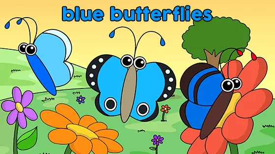 Blue Butterflies Coloring Page Color