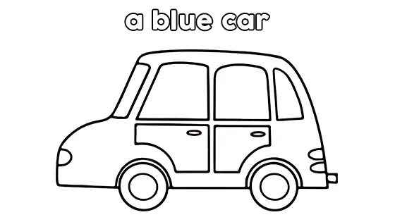 A Blue Car Coloring Pages Free PDF Download Black & White