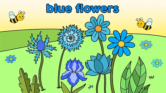 Blue Flowers Coloring Page Color