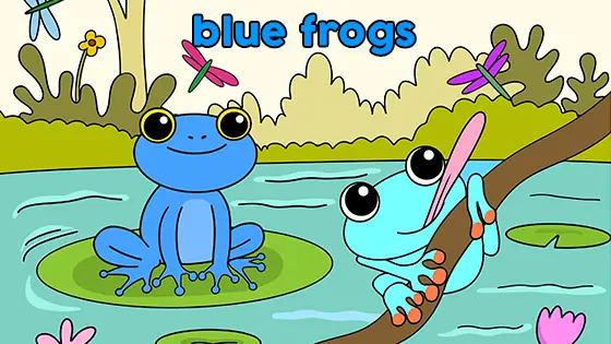 Blue Frogs Coloring Page Color