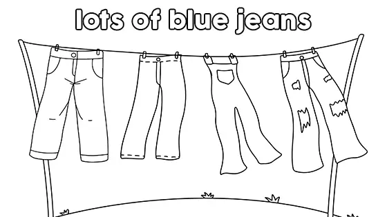Lots Of Blue Jeans Coloring Page Black & White