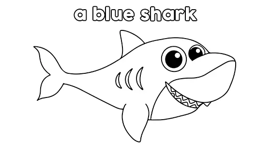 A Blue Shark Coloring Pages Free PDF Download Black & White