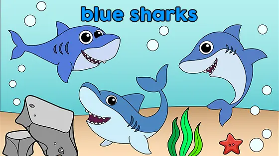 Blue Sharks Coloring Page Color