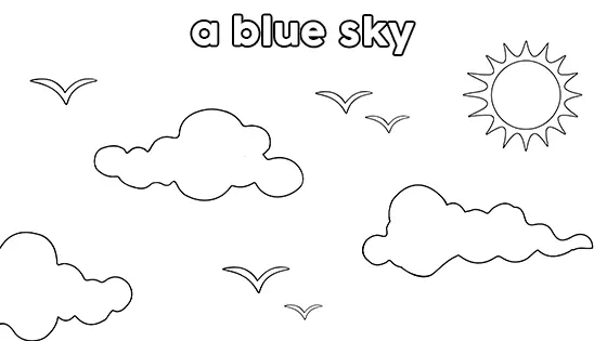 A Blue Sky Coloring Pages Free PDF Download Black & White